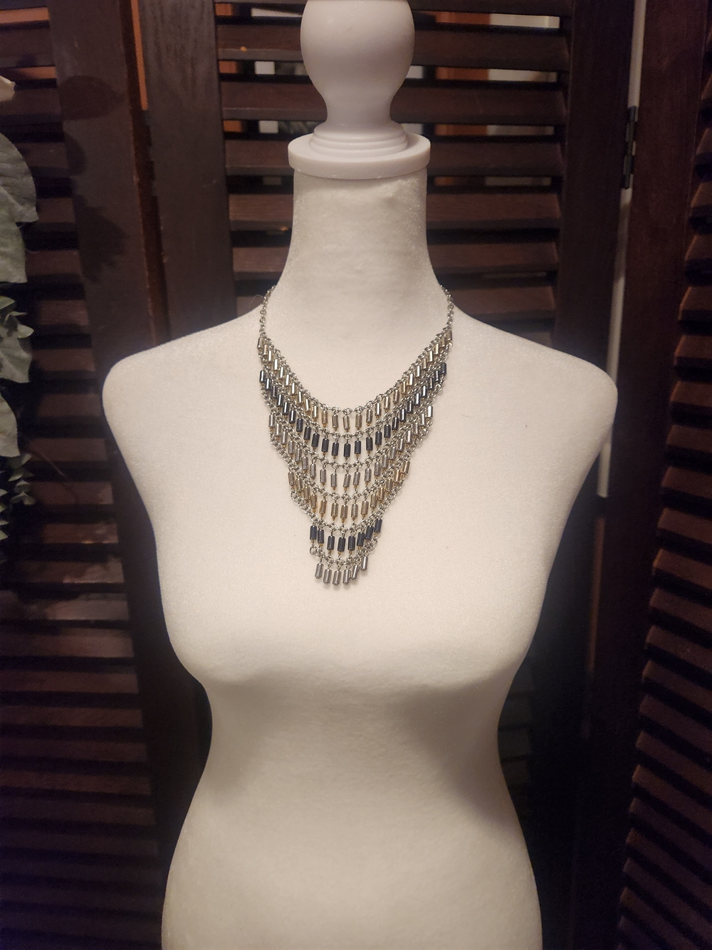 LOFT Layered Silver-Tone Multi-Row Bib Necklace